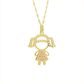Pingente De Ouro 18k Menina Vestido Zircônias Rosa