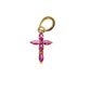 Pingente De Ouro 18k Cruz Com Zircônias Rosas