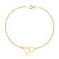 Pulseira De Ouro 18k Elo Português Dois Corações Com 18cm