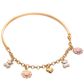 Pulseira De Ouro 18k Meia Algema Com Berloques