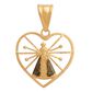 Pingente De Ouro 18k Coração Com Nossa Senhora Da Aparecida De 22mm