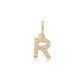 Pingente de Ouro 18k Letra R Com Zircônias