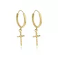 Brinco De Ouro 18k Argola Com Pingente Cruz
