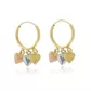 Brinco De Ouro 18k Argola Com Pingentes Corações Tricolor
