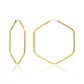 Brinco De Ouro 18k Argola Slim Hexágono P
