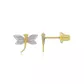 Brinco De Ouro 18k Bicolor Libélula