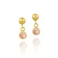 Brinco De Ouro 18k Bolinha Com Pedra De Zircônia Rosa De 3mm