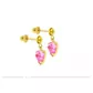Brinco De Ouro 18k Com Pedra De Zircônia Rosa Coração 3mm