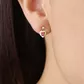 Brinco De Ouro 18k Coração Com Zircônia Rubi