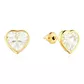 Brinco De Ouro 18k Coração de Zircônia Branca 5,0mm