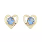Brinco De Ouro 18k Coração Zircônia Azul