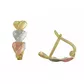 Brinco De Ouro 18k Corações Tricolores
