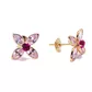 Brinco De Ouro 18k Flor De Zircônias Navete