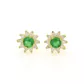 Brinco De Ouro 18k Flor Verde de Zircônias