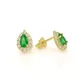 Brinco De Ouro 18k Gota Verde com Zircônias