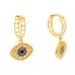 Brinco De Ouro 18k Meia argola com olho grego de zircônia