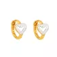Brinco De Ouro 18k Meia argola coração em ouro branco