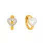 Brinco De Ouro 18k Meia argola coração em ouro branco