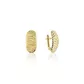 Brinco De Ouro 18k Meia Argola Detalhada