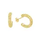 Brinco De Ouro 18k Meia Argola Diamantada