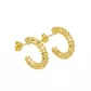 Brinco De Ouro 18k Meia Argola Diamantada