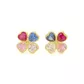 Brinco De Ouro 18k Trevo De Zircônias Coloridas Com 9mm