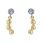 Brinco De Ouro 18k Zircônia Azul Com Bolinhas