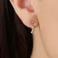 Brinco De Ouro 18k Zircônia Azul Com Bolinhas