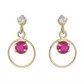 Brinco De Ouro 18k Zircônia Rubi