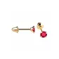 Brinco De Ouro 18k Zircônia Rubi De 3mm