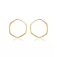 Brinco Infantil De Ouro 18k Argola Fio Quadrado Hexágono De 10mm