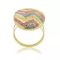 Anel De Ouro 18k Botão Zigzag Tricolor Diamantado