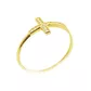 Anel De Ouro 18k Cruz De 1,5mm Com Zircônias