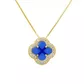 Pingente De Ouro 18k Trevo Azul Com Zircônias 