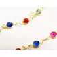 Pulseira De Ouro 18k Com Zircônias Coloridas De 3,0mm Com 13cm