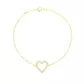 Pulseira De Ouro 18k Elo Português com Coração com Zircônia 