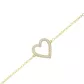 Pulseira De Ouro 18k Elo Português com Coração com Zircônia 