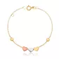 Pulseira Infantil De Ouro 18k Cartie De 13cm com Bolinha e Corações tricolor