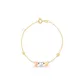 Pulseira Infantil De Ouro 18k Cartie De 13cm com Bolinha e Corações tricolor