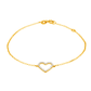 Pulseira De Ouro 18k Elo Português com Coração com Zircônia 