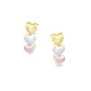 Brinco De Ouro 18k Três Corações Tricolores