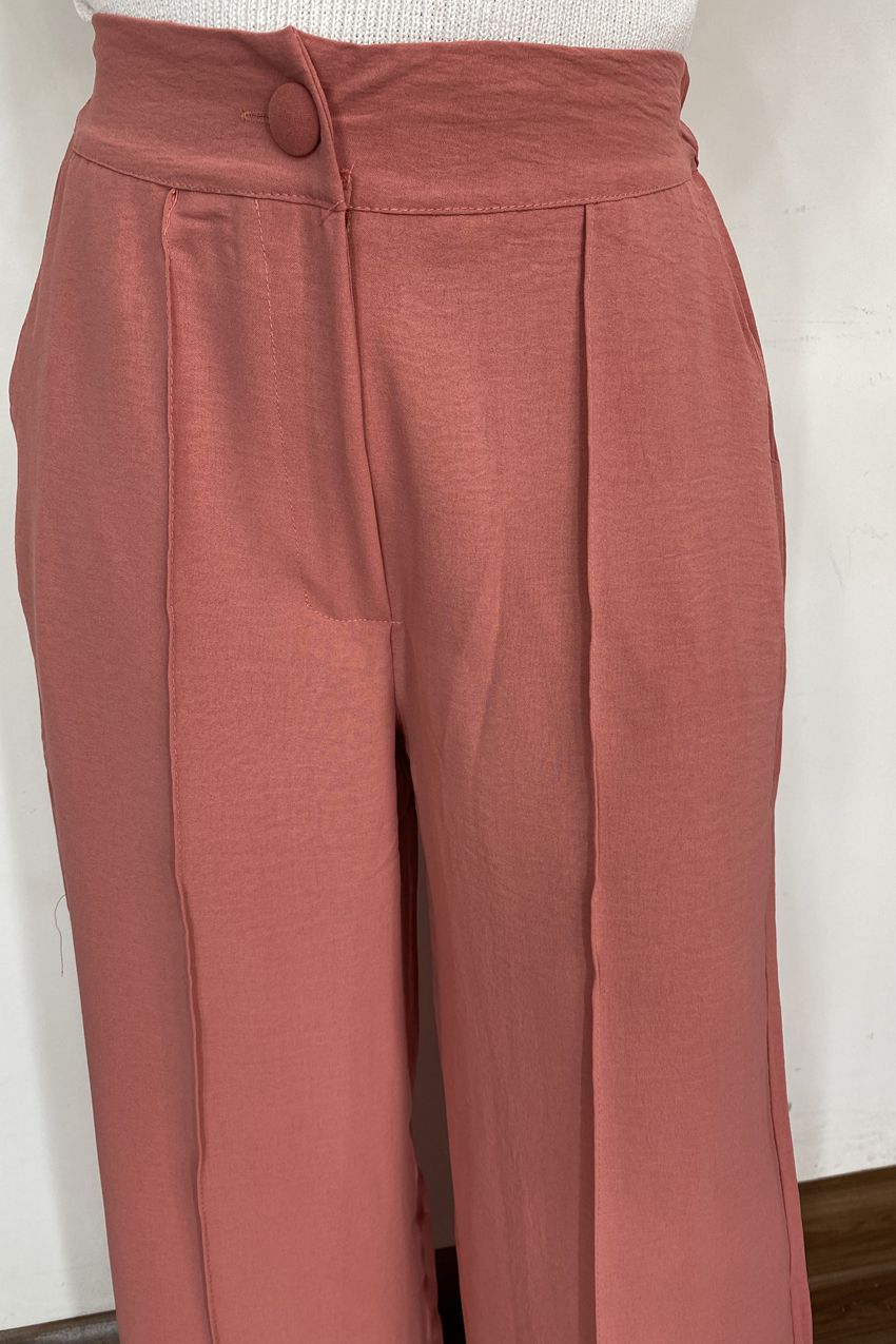 Calça pantalona (Crepe) Telha - Oba Fashion