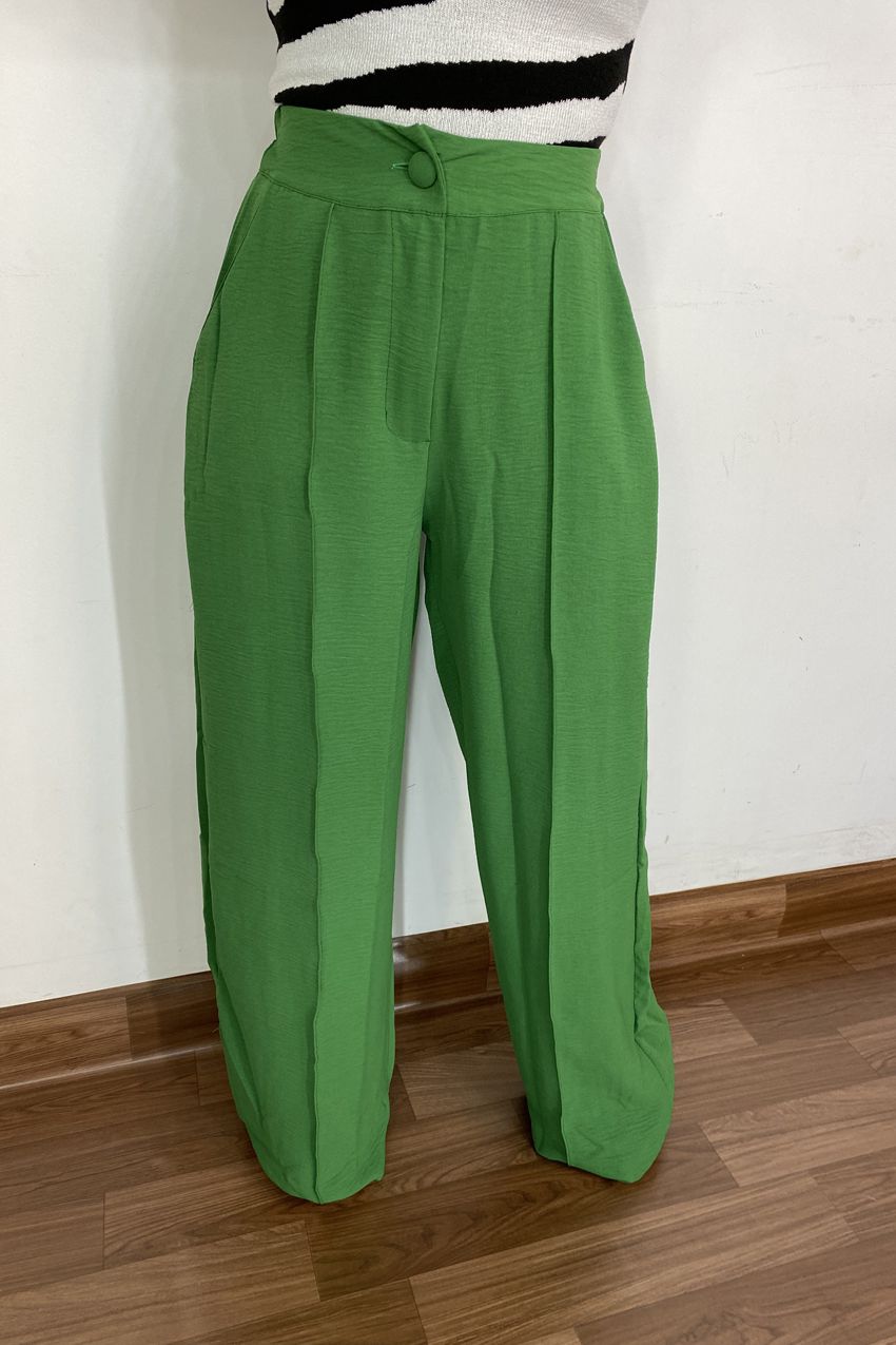 Calça pantalona (Crepe) Verde - Oba Fashion