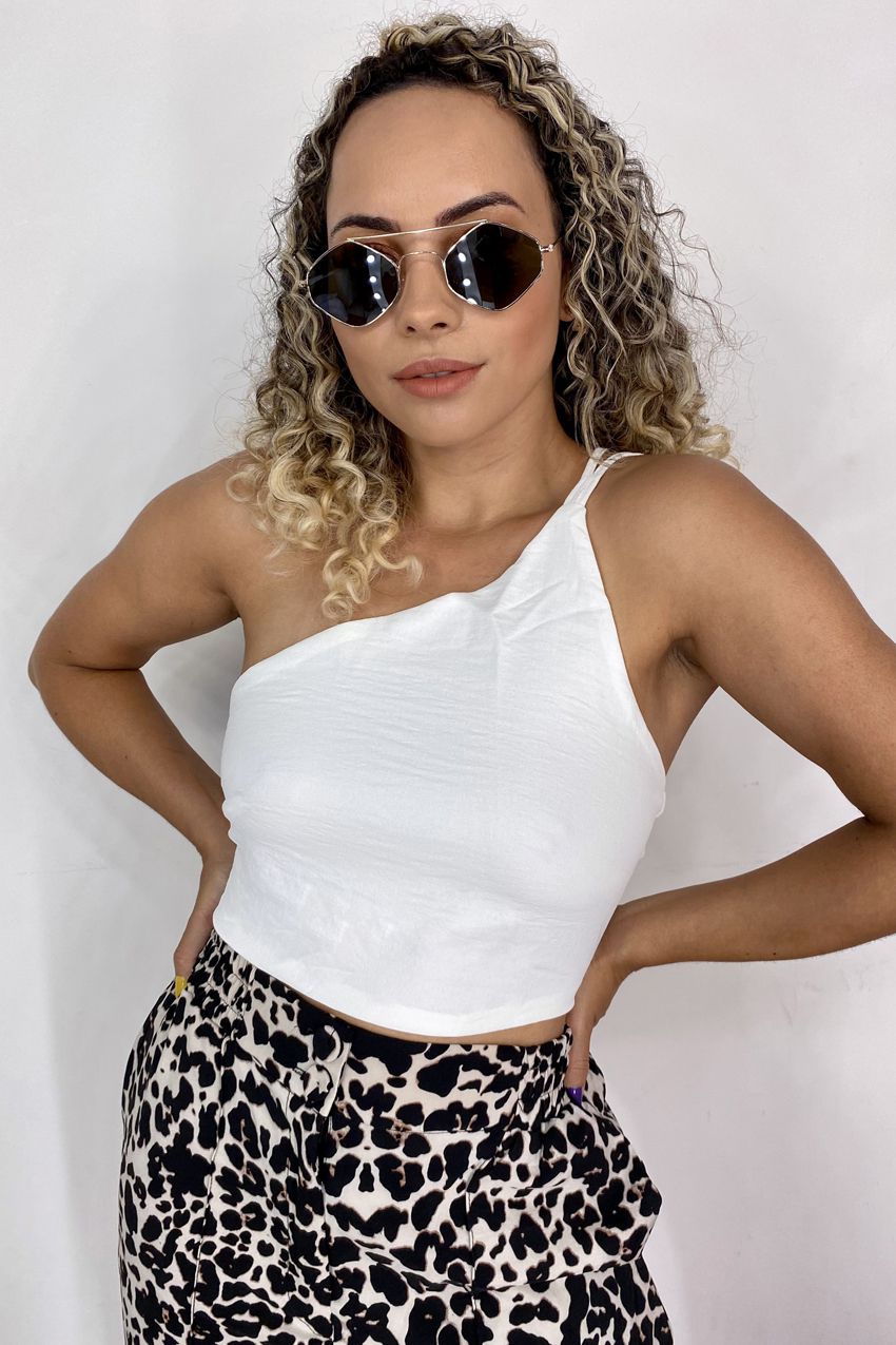 Cropped Ellis (Alça Nula Manga) Branco - Oba Fashion