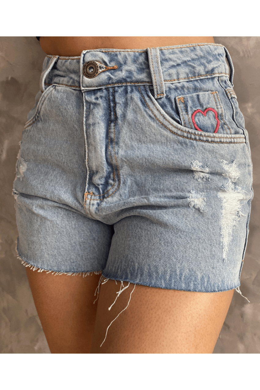 Short Jeans de Coração - Oba Fashion
