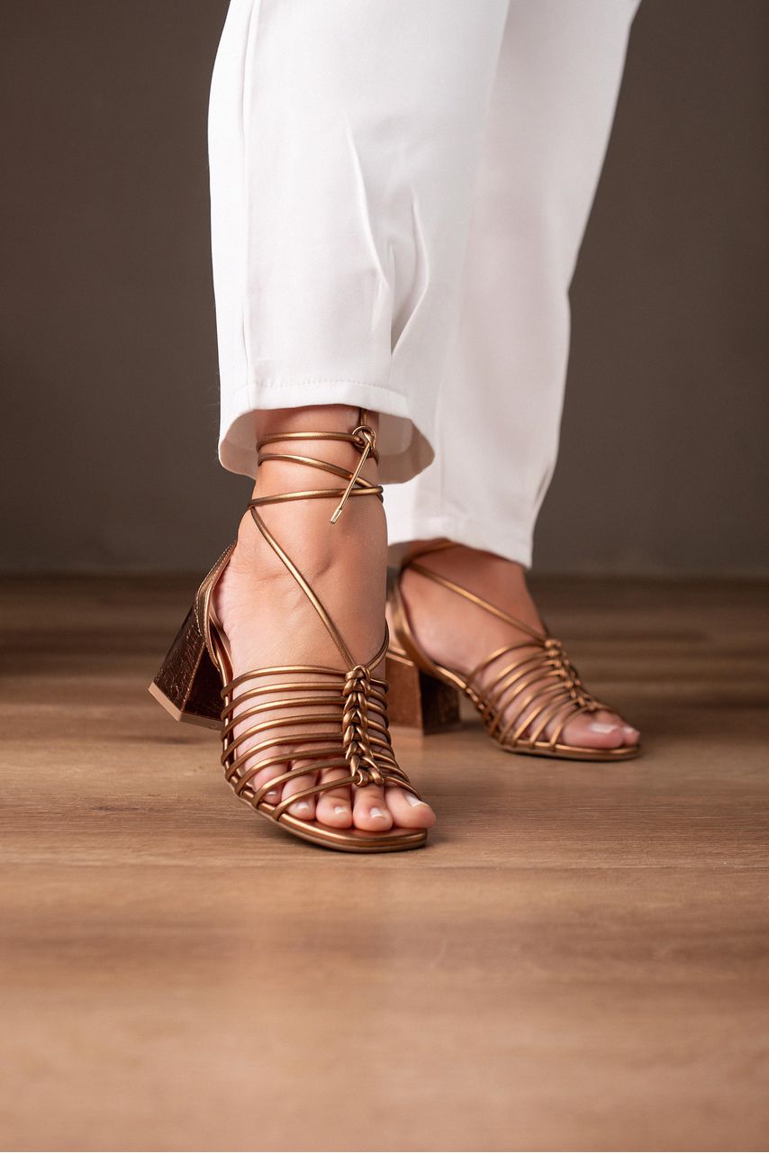 Sandália Salto Croco Tiras Minimalistas FESTA 6 cm... - CATALOGO DE MODELOS