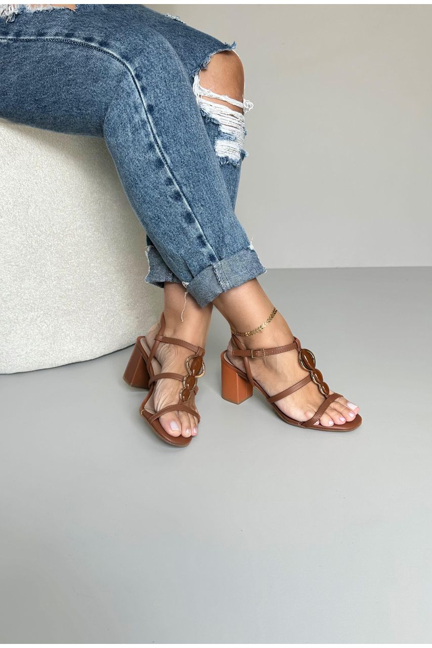 Sandália Peça Peito do pé 7 cm_3043- Caramelo - CATALOGO DE MODELOS