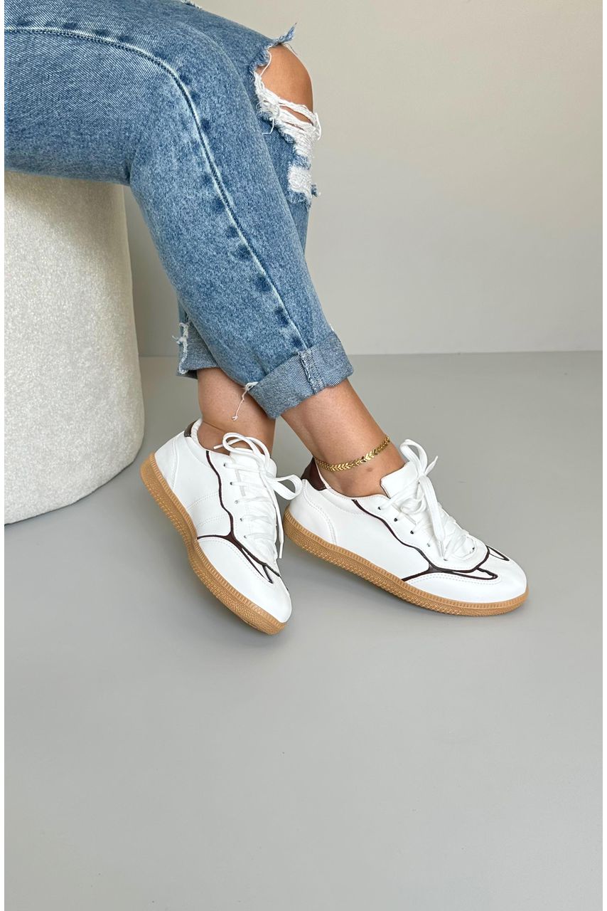 Tênis Inspiração Ana_3065- Branco/ Marrom - CATALOGO DE MODELOS