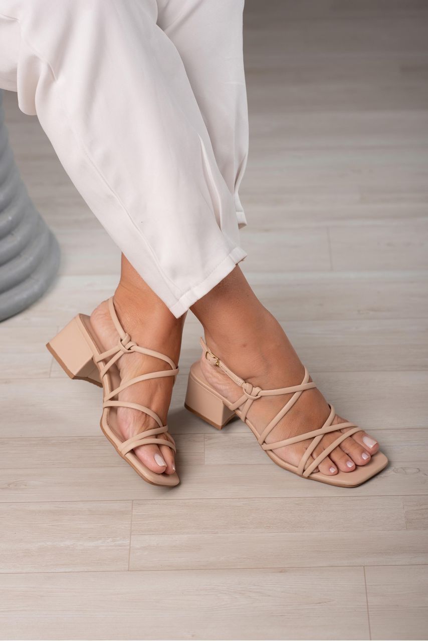 Sandália Bloco Tiras Meia Cana 6 cm_3092- Nude - CATALOGO DE MODELOS