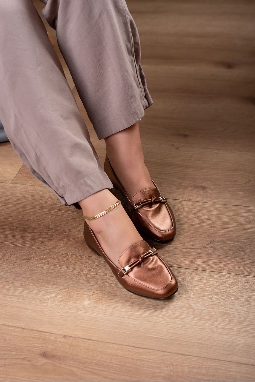 Mocassim Detalhe Nó Super Confortável_309- Bronze - CATALOGO DE MODELOS